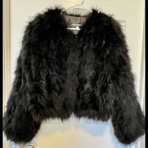 Feather Jacket Black Donna Morgan Large
